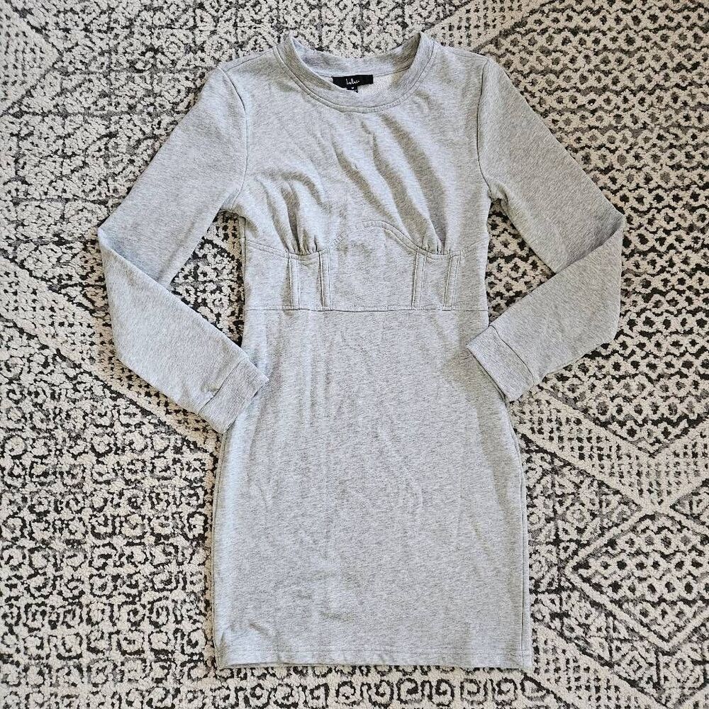 Lulus Grey Sweatshirt Bustier Dress Size Medium
